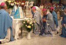 El arzobispo presidió la misa del cambio de manto de la Virgen de Luján