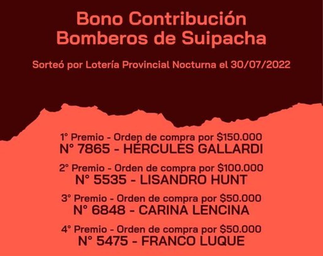 Bomberos Voluntarios - Ganadores Bono