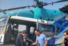Policía de la Provincia testea helicópteros en Mercedes y la zona