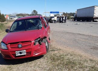Choque sobre Ruta 5 en el ingreso a Suipacha