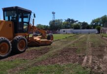 Comenzaron trabajos en el campo de juego de la Liga Mercedina