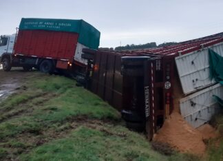 Despiste y vuelco sobre Ruta 5