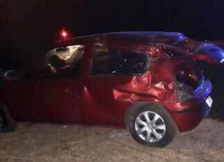 Despiste y vuelco sobre Ruta 5